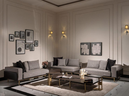 Hoekbank L-vorm Hoekbank Grote bank Grijs Stoffen bank Nieuw