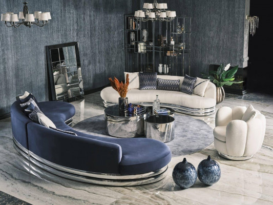 Complete bankstel stoffen bank bankstel blauw set bankstel 3-delig