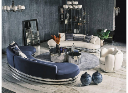 Complete bankstel stoffen bank bankstel blauw set bankstel 3-delig