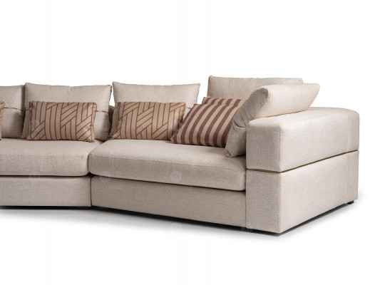 Garnituur hoekbank fauteuil stoffen bank RTV lowboard beige modern 3-delige set