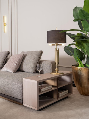 Hoekbank L-vorm Woonlandschap Stoffen Bank Grijs Modern Sofa