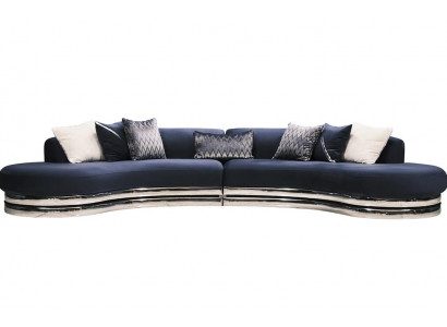 Bank Bankstel met 5 zitplaatsen Grote stoffen bank Blauw modern design
