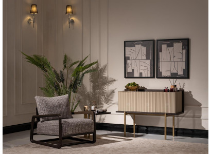 Woonkamerset 3-delig Fauteuil Bijzettafels Dressoir Grijs Groep Relax Woongroep van 3 stuks Fauteuil Bijzettafels Dressoir Grijs Relaxgroep