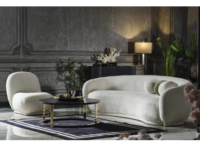 Sofaset, textielbankstel, wit gestoffeerde moderne bankstel, set van 2 banken
