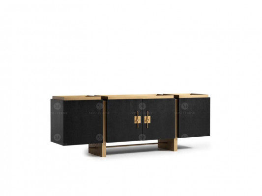 Dressoir Zijtafel Kast Commode Hout Zwart Modern Ontwerp Goud