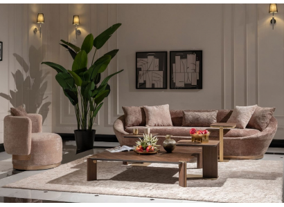 Bankstel bankstel stoffen bank driezitter fauteuil beige bankstel set