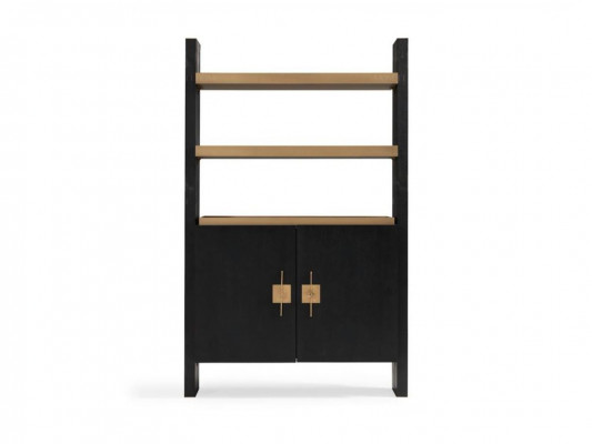 Kast met planken Houten kast Kasten Hout Zwart Design Goud Nieuw