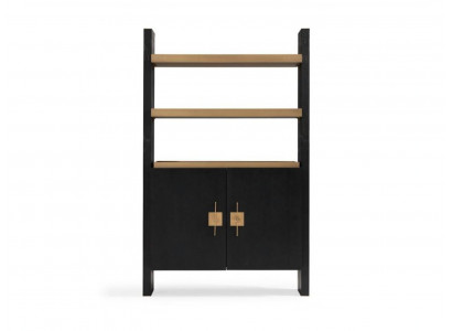 Kast met planken Houten kast Kasten Hout Zwart Design Goud Nieuw