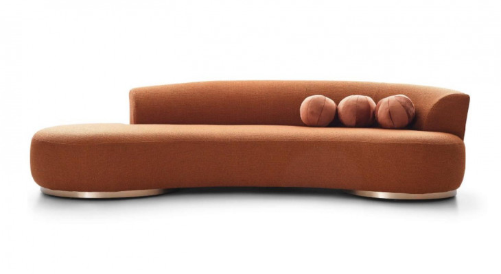 Moderne gestoffeerde sofa driepersoons bank bank 3-zits stoffenbank oranje