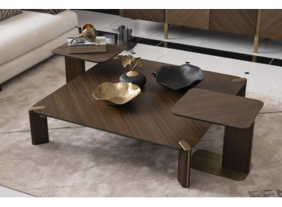 Groep 3-delige salontafel bijzettafels koffietafel Bruin Hout Set Tafel