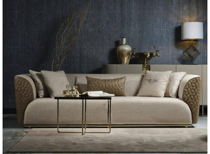 Moderne driezitsbank 3-zits bank gestoffeerde bank stoffen bank beige stijlvolle bankstellen
