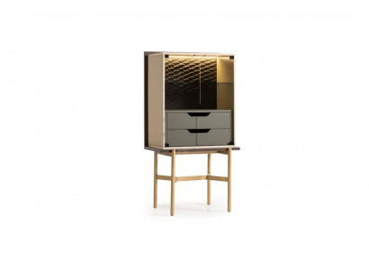 Drankschaank Kast Vitrine Bar Hout Woonkamer Modern Beige Luxe