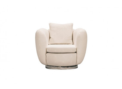 Moderne fauteuil, een zitter, witte stof, woonkamer, relaxfauteuil.