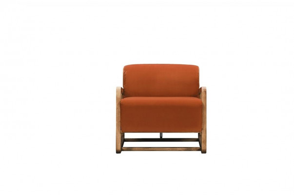 Fauteuil éénzitter zetel oranje hout woonkamer relaxfauteuil design