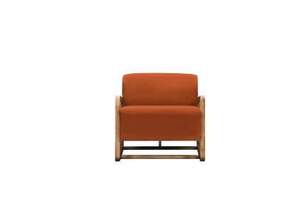 Fauteuil éénzitter zetel oranje hout woonkamer relaxfauteuil design