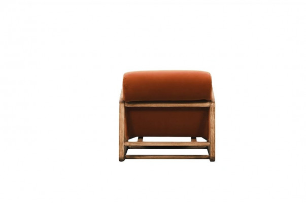 Fauteuil éénzitter zetel oranje hout woonkamer relaxfauteuil design