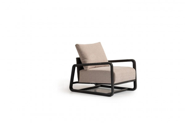 Tv-stoel Fauteuil Eenpersoons Zitter Beige Hout Woonkamer Design