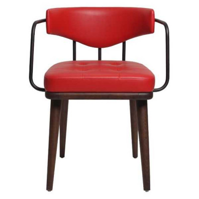 Rode fauteuil Eetkamer Fauteuil Houten stoel Woonkamer 1-zits Stoel