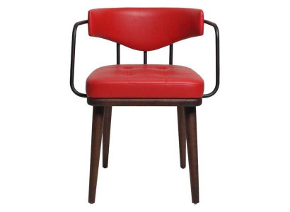 Rode fauteuil Eetkamer Fauteuil Houten stoel Woonkamer 1-zits Stoel