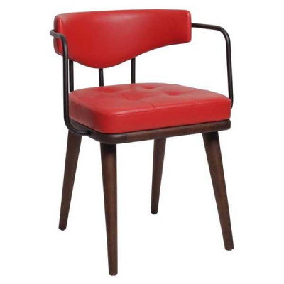 Rode fauteuil Eetkamer Fauteuil Houten stoel Woonkamer 1-zits Stoel