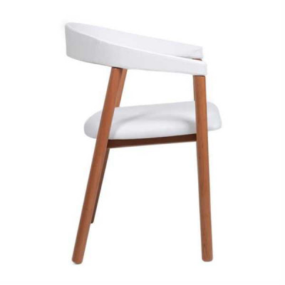 Witte bruine armleuningstoel eetkamerstoelen houten stoel gestoffeerde stoelen