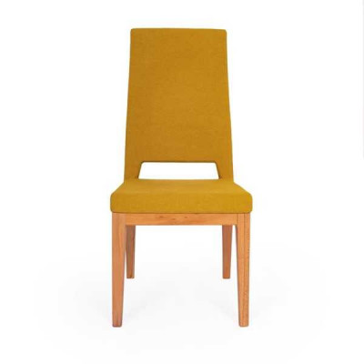 Gele eetkamerstoel woonkamerfauteuil éénpersoons houten poten moderne stoelen stoel