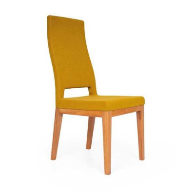 Gele eetkamerstoel woonkamerfauteuil éénpersoons houten poten moderne stoelen stoel