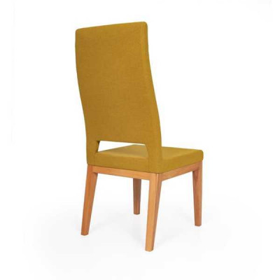Gele eetkamerstoel woonkamerfauteuil éénpersoons houten poten moderne stoelen stoel