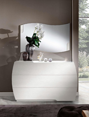 Slaapkamer Bed Nachtkastje Dressoir Spiegel Set Wit Modern Luxe Set 5-delig