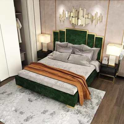 Bed 2x Nightstand 3-piece Bedroom Set Modern Luxury Design Nightstands
