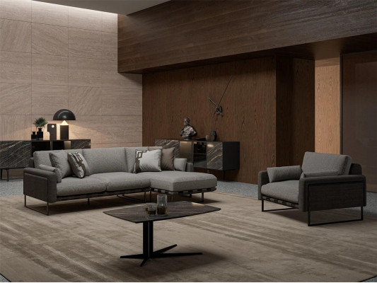 Woonkamer Designer hoekbank L-vorm Fauteuil Luxe salontafel Inrichting