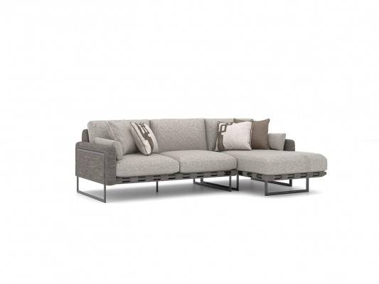 Moderne gestoffeerde L-vormige bank woonkamer luxe fauteuil nieuw salontafel