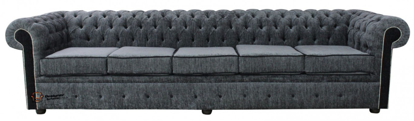 Chesterfield 5-zits klassieke luxe barok rococo bankstel stof leer