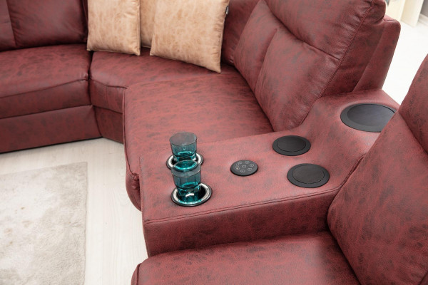 Hoekbank L-vorm Design Woonkamer Luxe Zitmeubels Modern Rood Meubels met Bekleding