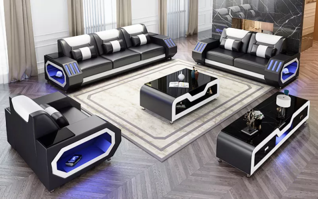 Moderne lederen bankstel bank bekleding sofa garnituren lederen bank dressoir nieuw