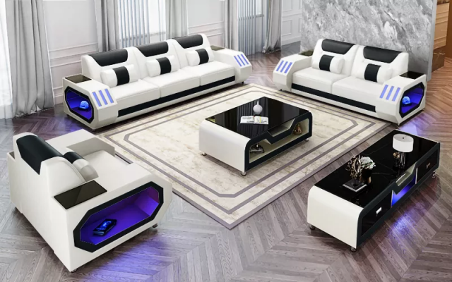 Moderne lederen bankstel bank bekleding sofa garnituren lederen bank dressoir nieuw