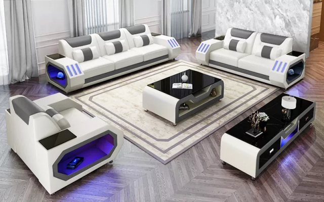 Moderne lederen bankstel bank bekleding sofa garnituren lederen bank dressoir nieuw