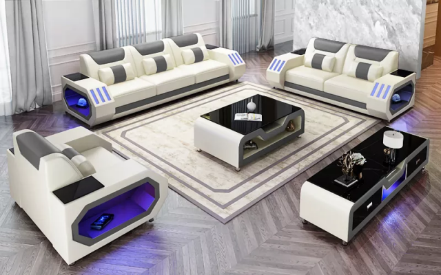 Moderne lederen bankstel bank bekleding sofa garnituren lederen bank dressoir nieuw