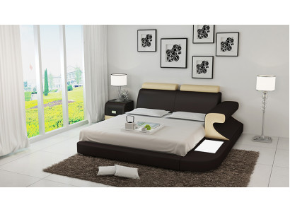 Luxe bed + verlichting leren bed bedden bank groot huwelijk gestoffeerd 140/160/180 Nieuw