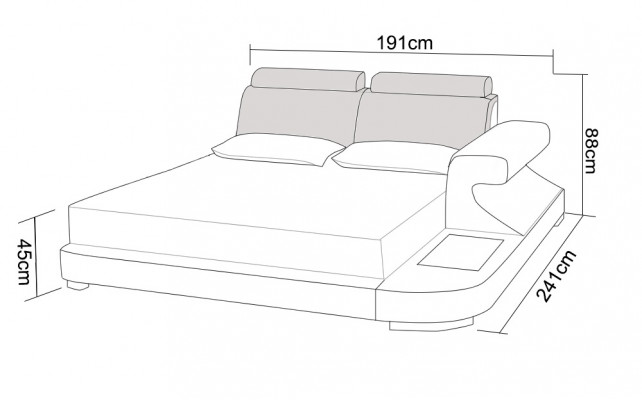 Luxe bed + verlichting leren bed bedden bank groot huwelijk gestoffeerd 140/160/180 Nieuw