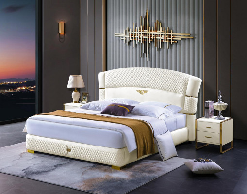Slaapkamer Bed Nachtkastjes 3-delige set Luxe Design Bedden Hout Tweepersoonsbed