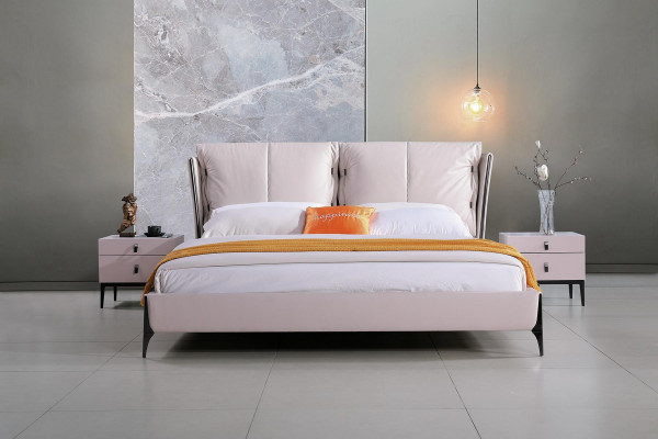 Bed leder 2x nachtkastje 3-delig slaapkamer set meubels Modern Luxe Bedden