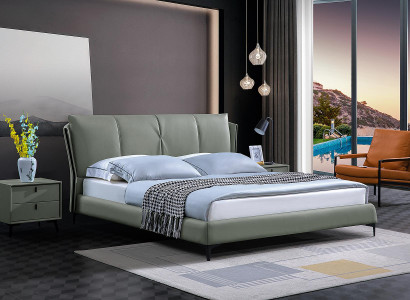 Bed Leder 2x Nachttafel 3-delig Slaapkamer Set Meubilair Modern Luxe Bedden Nieuw