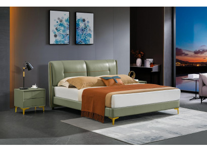 Slaapkamerset Bed Nachtkastje Ontwerp Modern Luxe Bedden Leer 3-delig.