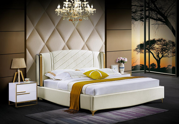Ontwerper gestoffeerd tweepersoonsbed bedden bed slaapkamer echtelijk bed textiel leer nieuw