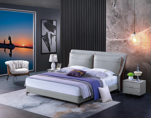 Houten bed Bed Tweepersoonsbed Luxe Meubels Slaapkamer Hotel 180x200cm Bedden Leer