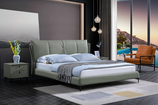 Leren bed Gestoffeerd Bed Bedframe Luxe Slaapkamer Meubels Groen Ontwerp Leer