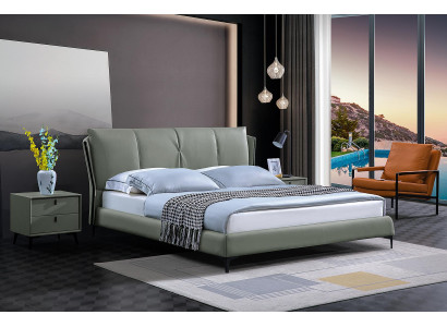 Leren bed Gestoffeerd Bed Bedframe Luxe Slaapkamer Meubels Groen Ontwerp Leer