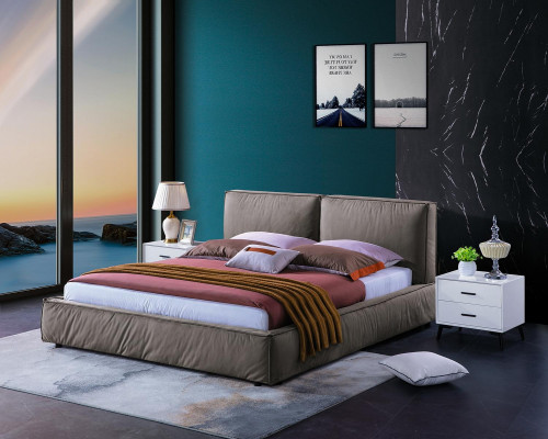 Ontwerp slaapkamerbed luxe houten tweepersoonsbed gestoffeerde meubels 180x200cm.