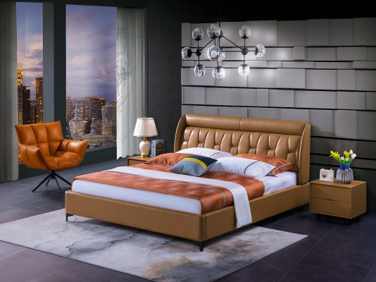 Ontwerp slaapkamer bed hout luxe bedden tweepersoons huwelijk gestoffeerde meubels 180x200cm